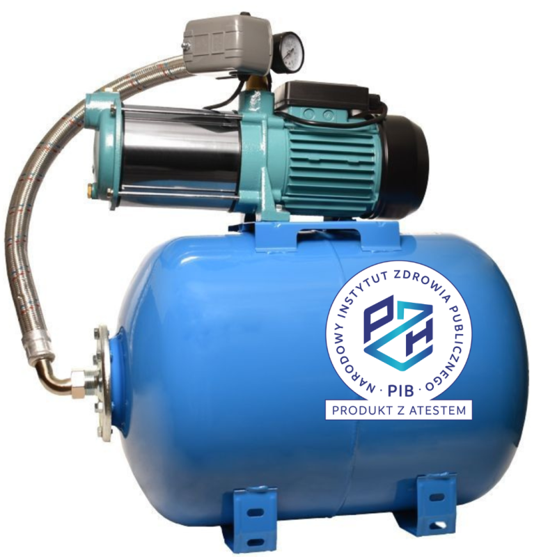 MH 1300INOX PREMIUM 230V zestaw hydroforowy na zbiorniku 150L poziom AQUASYSTEM
